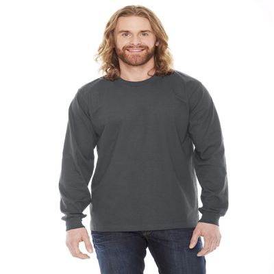 American Apparel Men's Fine Jersey Crewneck Long Sleeve T-Shirt, Asphalt, Large