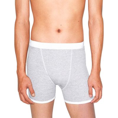 American Apparel Men's Baby Rib Boxer Brief, Heather Grey, Small