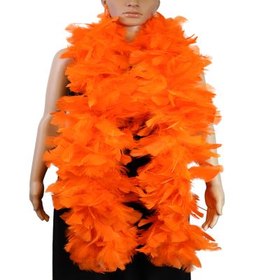 Flydreamfeathers 10 Color 2 Yards -Long, Large Feather Boa, With Turkey Flat Feather Boa, Party, Dress Up, Halloween Costume Decoration (orange, 150 g)