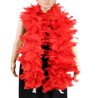 Red Color 2 Yards -Long Large Feather Boa, With Turkey Flat Feather Boa, Party, Dress Up, Halloween Costume Decoration