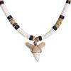 BlueRica Shark Tooth on Puka & Tiger Brown Coconut Shell Beads Necklace (18" 3L) view 1