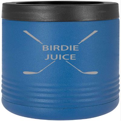 Birdie Juice Golf Stainless Steel Engraved Insulated Beer Beverage Holder Can Cooler (Blue)
