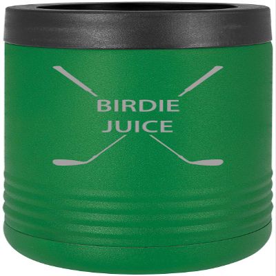 Birdie Juice Golf Stainless Steel Engraved Insulated Beer Beverage Holder Can Cooler (Green)