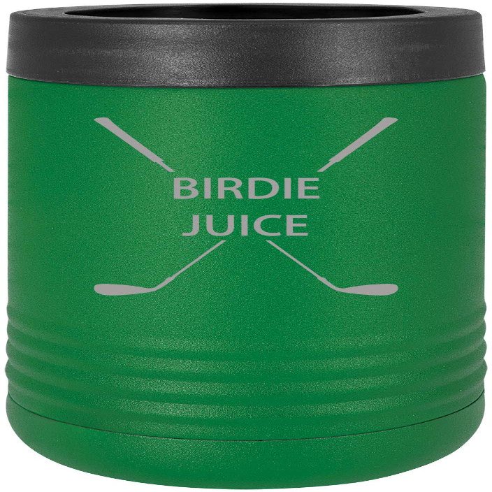Birdie Juice Golf Stainless Steel Engraved Insulated Beer Beverage Holder Can Cooler (Green)