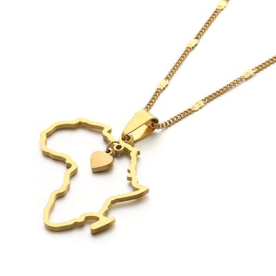 African Map Pendant Necklace Jewelry Heart Charm Map of Africa Continent Charm Jewelry