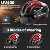 Bike Helmet, Basecamp Bicycle Helmet with Rear Light & Detachable Magnetic Goggles Lightweight Cycling Helmet Adjustable for Adult Men Women Mountain & Road (BC-069) view 2