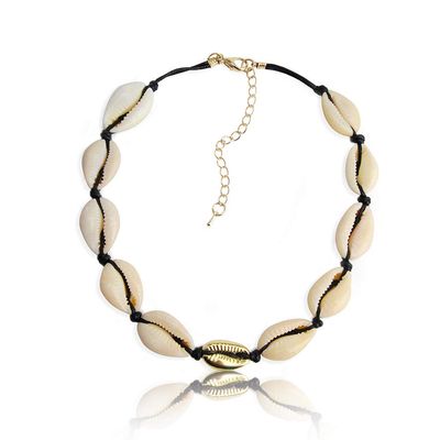 AKOAK 1 Pack Natural Shell Necklace Boho Short Necklace, Men's and Women's Age for Vintage Jewelry (Black)