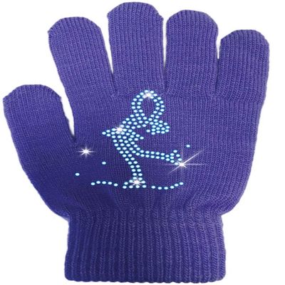 ChloeNoel Ice Skating Gloves - GV22 (Mini Lay-Back Skater Crystals (Purple,Junior)