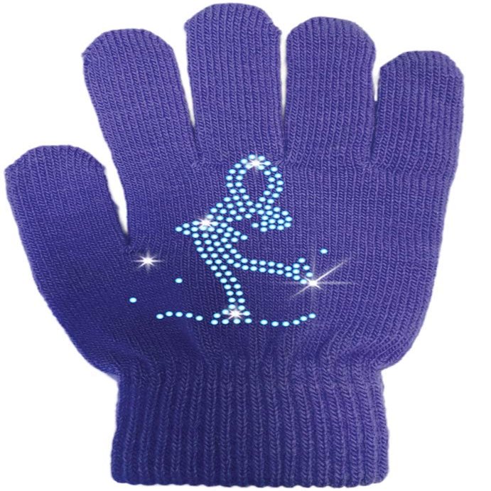 ChloeNoel Ice Skating Gloves - GV22 (Mini Lay-Back Skater Crystals (Purple,Junior)