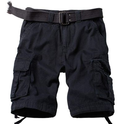 AKARMY Men's Cotton Casual Multi Pocket Outdoor Camouflage Shorts Twill Camo Cargo Shorts(No Belt) 8066 Black 42