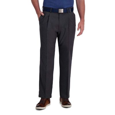 Haggar Men's Cool Right Performance Flex Classic Fit Pleat Front Pant-Reg. and Big & Tall Sizes, Dark Grey, 32W x 30L