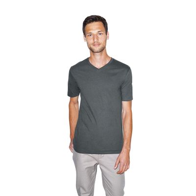 American Apparel Men's Fine Jersey Classic Short Sleeve V-Neck T-Shirt, Asphalt, Small