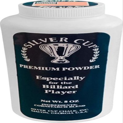 Silver Cup Billiard/Pool Premium Powder Hand Chalk, 8 Ounce Shaker Bottle, White