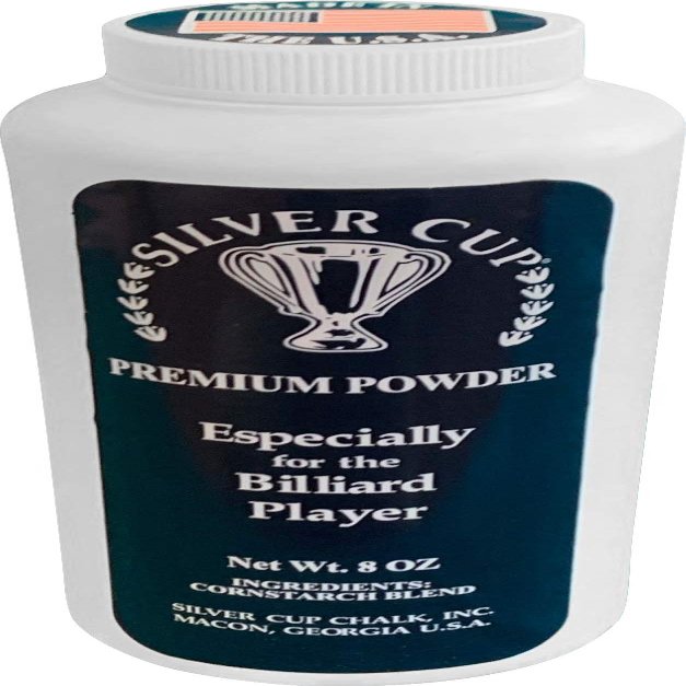 Silver Cup Billiard/Pool Premium Powder Hand Chalk, 8 Ounce Shaker Bottle, White