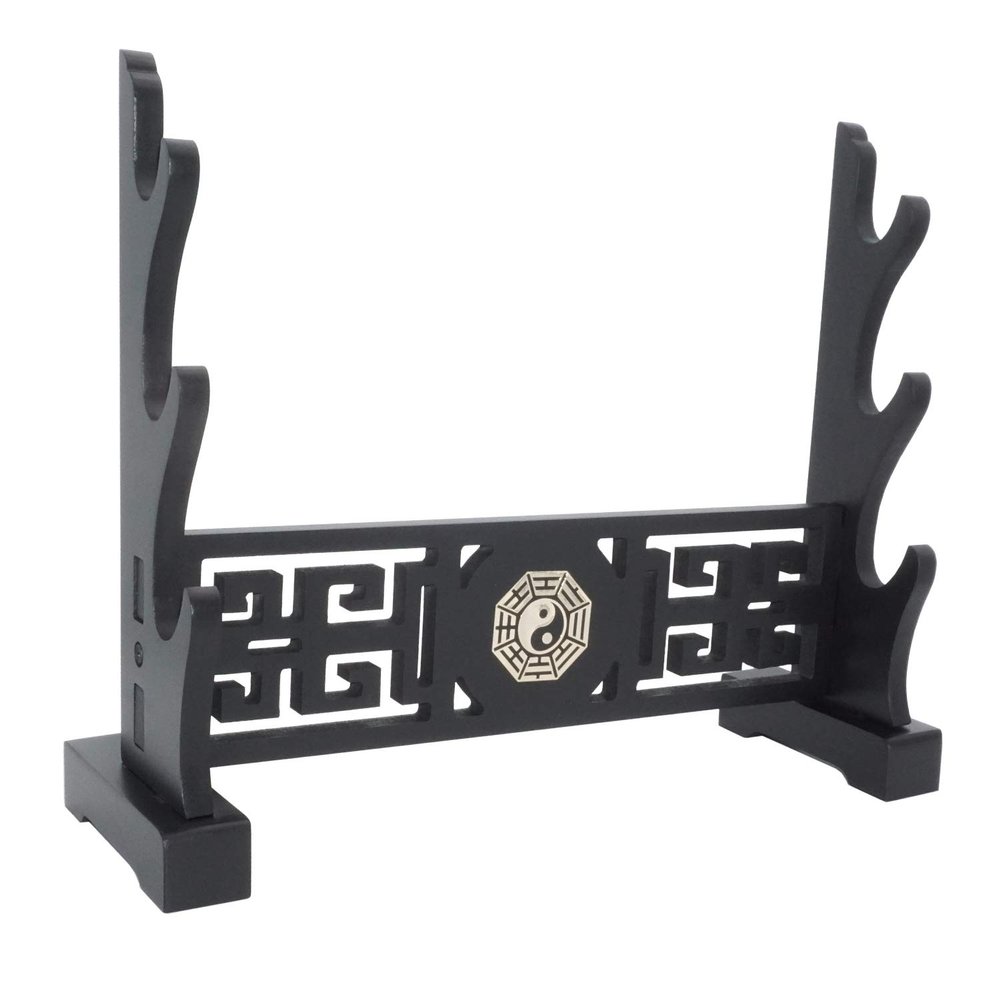 Eforlife Sword Stand Weapon Display Stand Katana Genji Japanese Samurai Sword Blade Gladius Templar Medieval Sword Stand Holder Tai Chi Bagua Style (3-Tier)