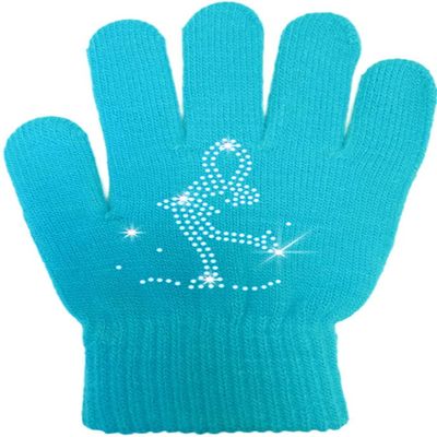 ChloeNoel Ice Skating Gloves - GV22 (Mini Lay-Back Skater Crystals (Turquoise,Junior)