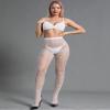 CHRLEISURE Women's Sparkle Rhinestone Fishnets, Sexy Sparkly Glitter Party Concert Outfit Fishnet Stockings (White) view 3