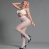 CHRLEISURE Women's Sparkle Rhinestone Fishnets, Sexy Sparkly Glitter Party Concert Outfit Fishnet Stockings (White) view 4