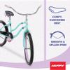Huffy Fairmont 20" Cruiser Bike, Metallic Teal Frame, Comfort Padded Saddle, Ergonomic Design, Anti-Spray Fenders, Quick Connect Build view 4