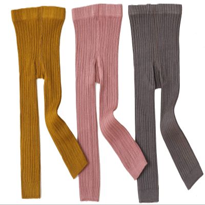 3 Pack Girls Toddler Baby Basic Ribbed Sweater and Leggings Footless Tights Kids Little Girls Dress Bottom Top Pants (Yellow Pink Gray, 0-12 Months)