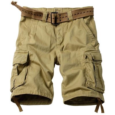AKARMY Men's Cotton Casual Multi Pocket Outdoor Camouflage Shorts Twill Camo Cargo Shorts(No Belt) 8066 Khaki 38