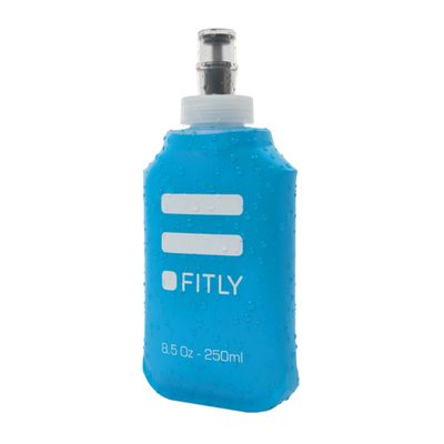 FITLY Soft Flask - 8.5 oz (250 ml) - Shrink As You Drink Pocket Soft Water Bottle for Hydration Pack/Running Vest- Folding Water Bottle for Running, Hiking, Cycling - Ski Water Bottles (FLASK250)