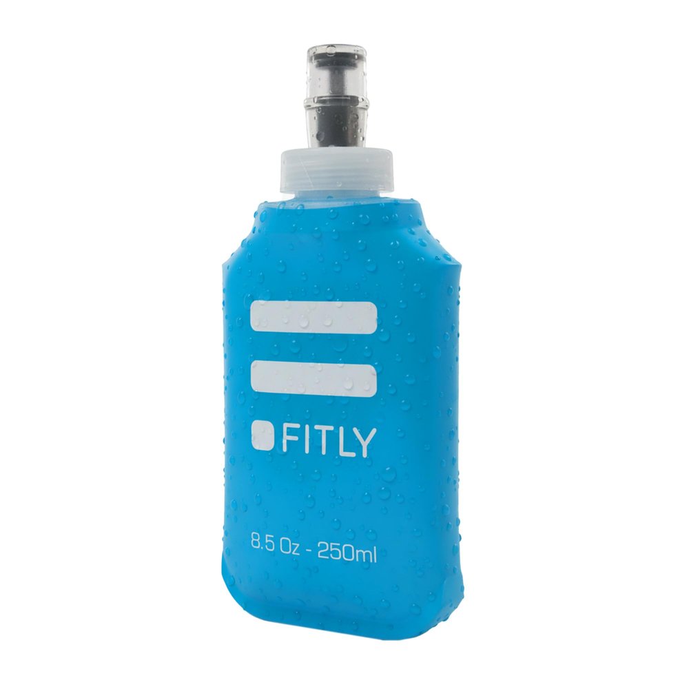 FITLY Soft Flask - 8.5 oz (250 ml) - Shrink As You Drink Pocket Soft Water Bottle for Hydration Pack/Running Vest- Folding Water Bottle for Running, Hiking, Cycling - Ski Water Bottles (FLASK250)