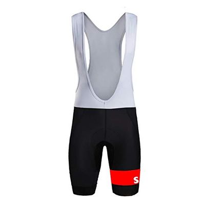 SGCIKER Men's Red Laser Cut Cycling Bib Shorts Bike 9D Gel Padded Cycle Tights Italia Power Band Bicycle Pants (S)