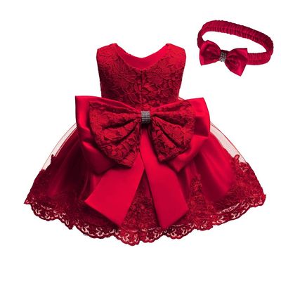 3T Dresses for Girls Prom Dresses for Toddlers Sleeveless Party Wedding Holiday Red Dresses for Girl 3T 4T Formal Bridesmaid Tutu Lace Dress Knee Length Party Dresses for Little Girls (Red 100)