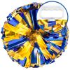 AUHOKY 4 Packs Metallic Cheerleading Cheer Pom Poms, Fluffy Cheerleader Pompoms with Finger-Friendly Ring, Cheering Pom poms for Squad Team Sports Game Dance Dress Party Kids Adults(Blue/Gold) view 2