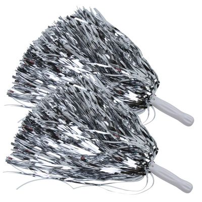 ICObuty Metallic Cheerleading Pom Poms Foil Fluffy 12 inch 2 Pack NO Sheddingfor Sport Squads Dance Hen Party Stage Performance Celebration (Silver)