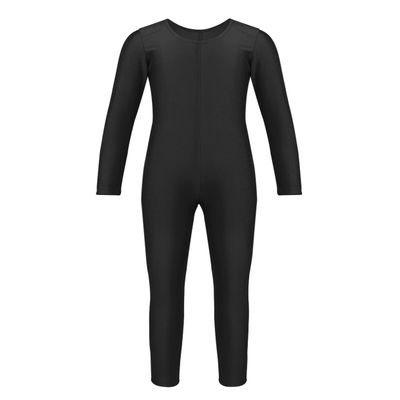 renvena Kids Girls One Piece Ballet Dance Gymnastic Sports Long Sleeves Leotard Full Bodysuit Jumpsuit Black 5-6