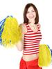 Pangda 12 Pack Cheerleading Pom Poms Sports Dance Cheer Plastic Pom Pom for Sports Team Spirit Cheering (Blue and Yellow) view 2