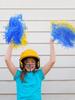 Pangda 12 Pack Cheerleading Pom Poms Sports Dance Cheer Plastic Pom Pom for Sports Team Spirit Cheering (Blue and Yellow) view 3