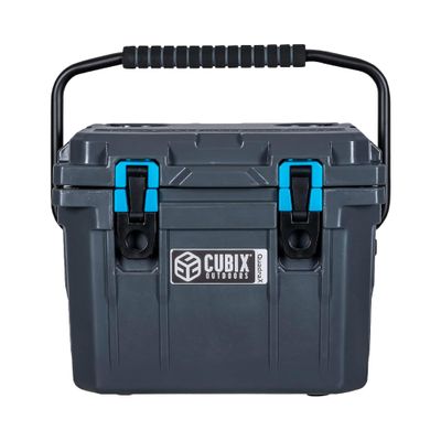 Cubix Outdoors, QuadraX 10QT Rotomolded Personal Small Cooler, Insulated Portable Hard Cooler Ice Chest, Holds Ice for 72 Hours for Outdoor Activities, 2 Built-in Cup Holders, Granite Grey
