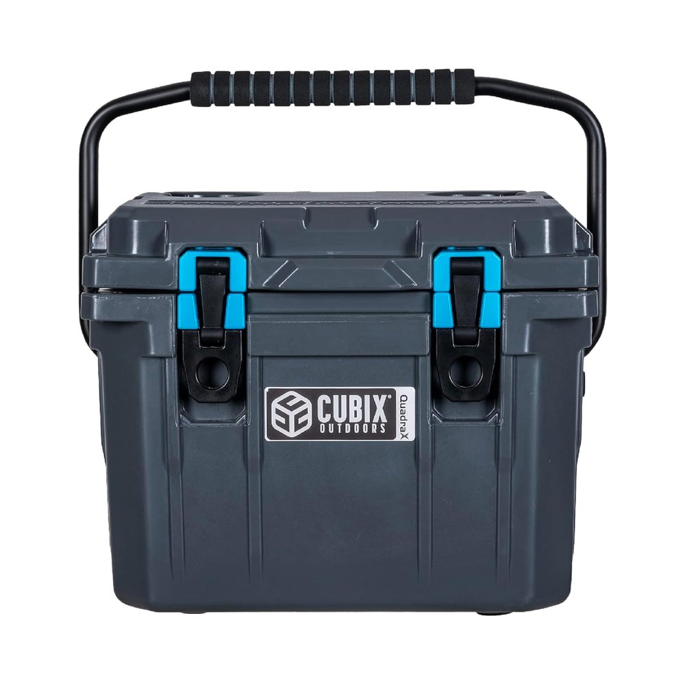 Cubix Outdoors, QuadraX 10QT Rotomolded Personal Small Cooler, Insulated Portable Hard Cooler Ice Chest, Holds Ice for 72 Hours for Outdoor Activities, 2 Built-in Cup Holders, Granite Grey