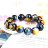 14mm Natural Gold Yellow Blue Tiger Eye Gemstone Crystal Round Bead Bracelet AAAA view 2