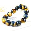 14mm Natural Gold Yellow Blue Tiger Eye Gemstone Crystal Round Bead Bracelet AAAA view 3
