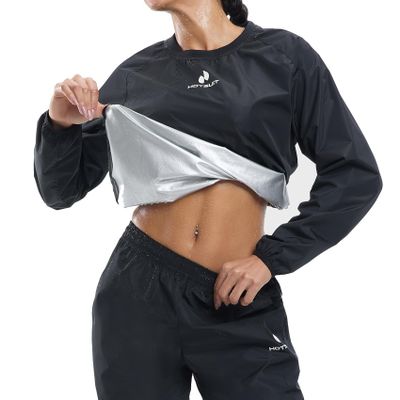 HOTSUIT Sauna Suit Women Durable Gym Workout Sauna Jacket Pants Sweat Suits, Black, 4XL