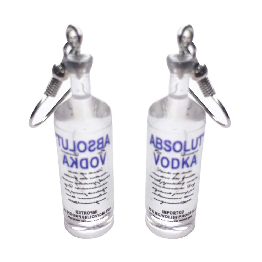 starlit Creative Earrings Funny Humor Vodka Design Women'S Personality Party Fun Drink Bottle Cartoon Ear Clip Gift Hook Earrings