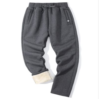 Flygo Men's Fleece Pants Sherpa Lined Sweatpants Active Athletic Winter Warm Jogger Pants(Straight Bottom Grey-S)