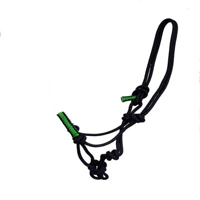 Y&Z Adjustable Nylon Horse Halter with Nylon Rope Lead (Navy Blue & Green, Cob)