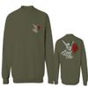 0184. dope Streetwear Graphic Good Vibe Red Rose Flowers Bones Hand Shaka Men's Crewneck Sweatshirt (Olive, Medium) view 1