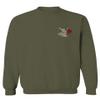 0184. dope Streetwear Graphic Good Vibe Red Rose Flowers Bones Hand Shaka Men's Crewneck Sweatshirt (Olive, Medium) view 2