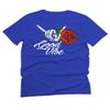 0184. dope Streetwear Graphic Good Vibe Red Rose Flowers Bones Hand Shaka for Men T Shirt (Royal 2X-Large) view 3