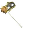 AZYOUNG Women's Masquerade Masks Side Feather Flower Petal Hand Held Lace Mask with Stick,(Gold) view 1