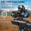 MidTen Riflescope Combo 4-12x50EG Dual Illuminated Optics & IIIA/2MW Laser Sight & 4 Holographic Reticle Red/Green Dot Sight & 20mm Scope Mount view 3