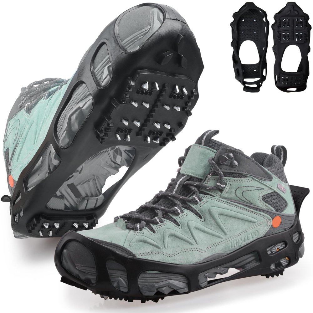 Ice Cleats Snow Traction Cleats Crampon for Walking on Snow and Ice Non-Slip Overshoe Rubber Anti Slip Crampons Slip-on Stretch Footwear