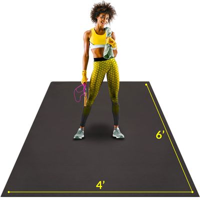 ActiveGear Large Exercise Mat for Home Workout | Workout Gym Flooring for Home Gym | Rubber Workout Mat - 6 x 4 ft Black