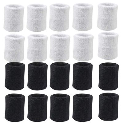 10 Pairs Sports Wristbands, Wrist Sweatbands for Men & Women, Stretchy & Sweat Absorbing Cotton Terry,Perfect for Basketball, Football, Tennis, Soccer, Running & Working Out
